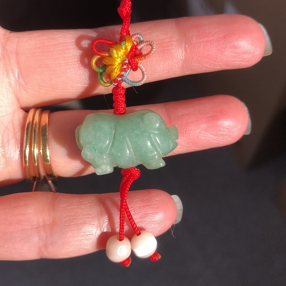 Vintage Jade Piggy Chinese Lucky 🍀 Keychain/Charm - Picture 4 of 7